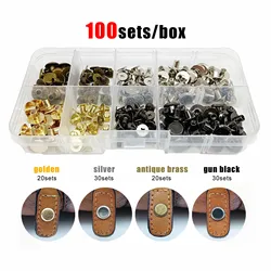 100 Sets Multi-Size Chicago Screw Rivet Kit for Leather Accessories - 4 Color Options (4 colors 100 sets)