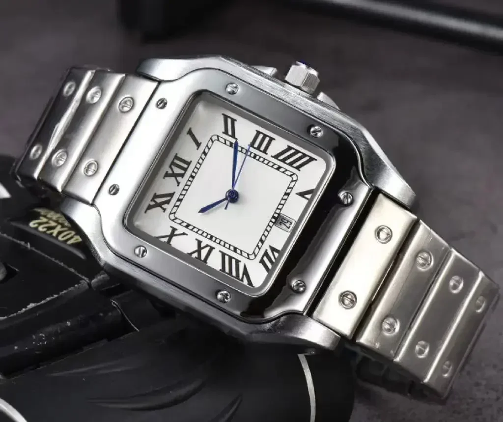 Men's 2025 Stainless Steel 3-Hand Square Watch Quartz Seconds Running Calendar Watch - AliExpress 