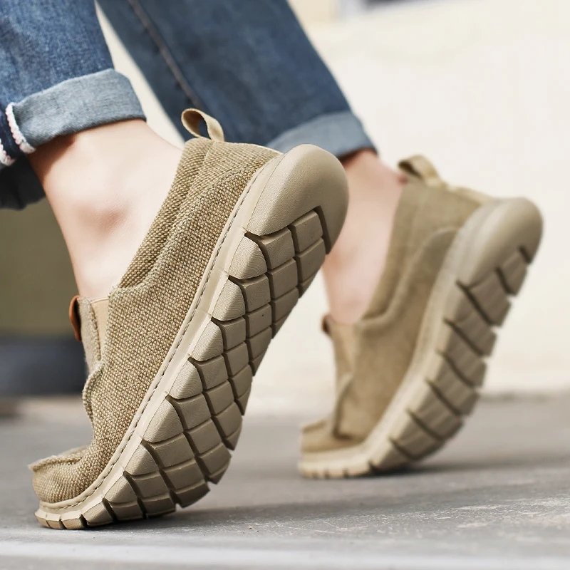 Sneakers Men's Shoes Casual Canvas Loafers Solid Color Slip On Flats Classic Comfortable Large Size Soft Breathable Male Shoes 6
