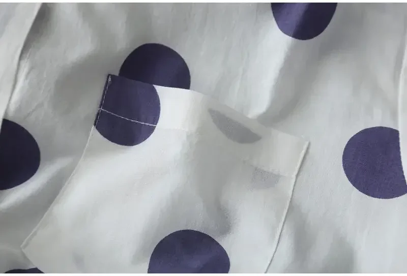 Plus Size Polka Dot Langarmhemd Klassisches Hemd mit Knopfleiste vorne Stilvolle, bequeme Freizeitkleidung für Damen im neuen Stil – Detail 4