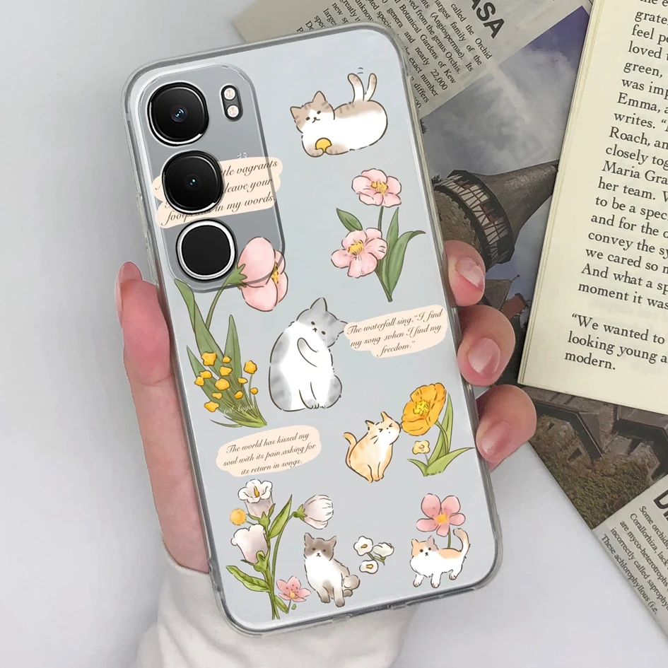 Floral Pattern Clear Silicone Anti-Slip Protective Ultra-Thin Phone Case