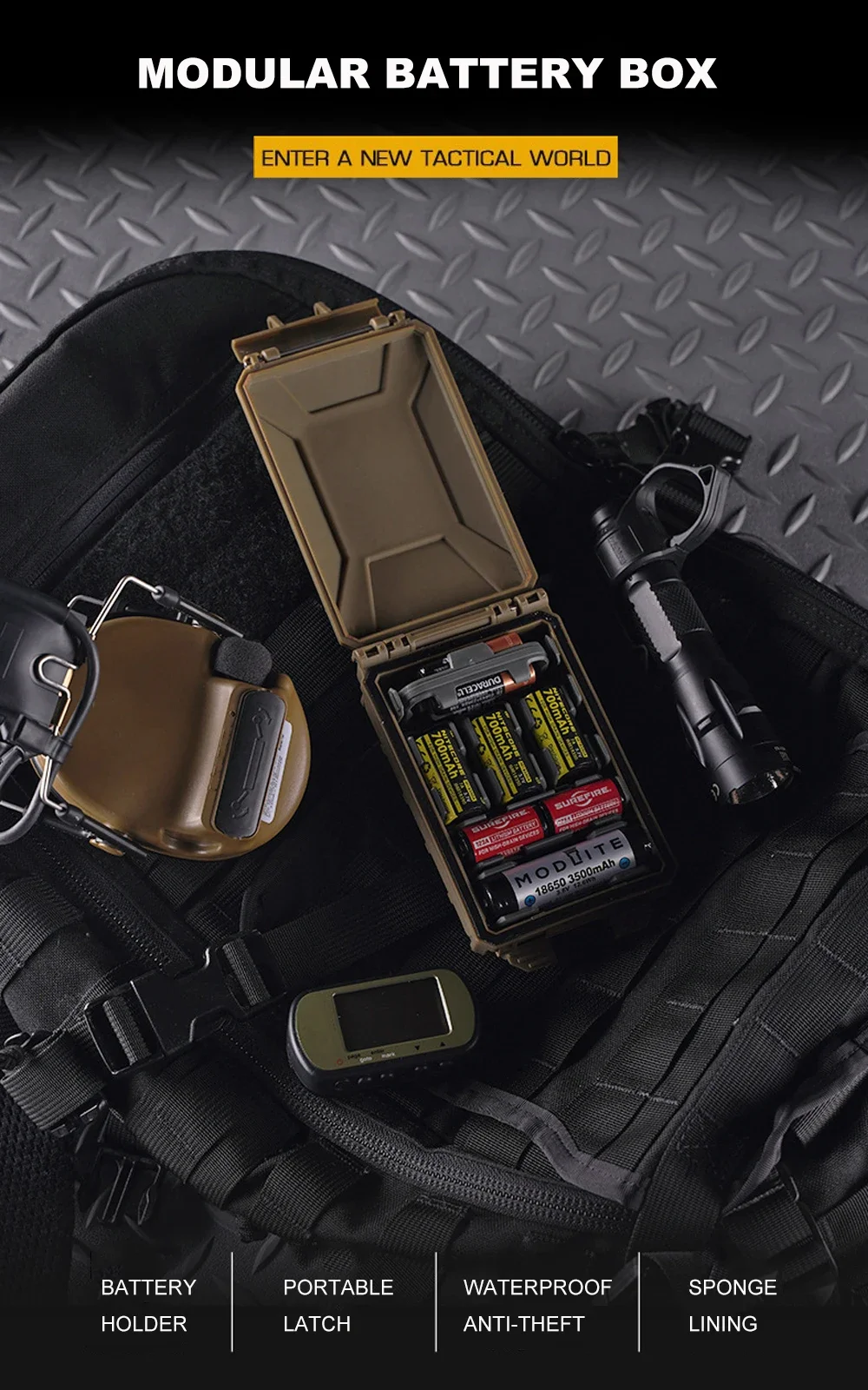 Taktische Batterie Lagerung Box Modulare Molle Jagd Weste Tragen 18650/AAA/CR123A/16340/18350 Surefire Modlit Batterie Halter fall – Detail 1
