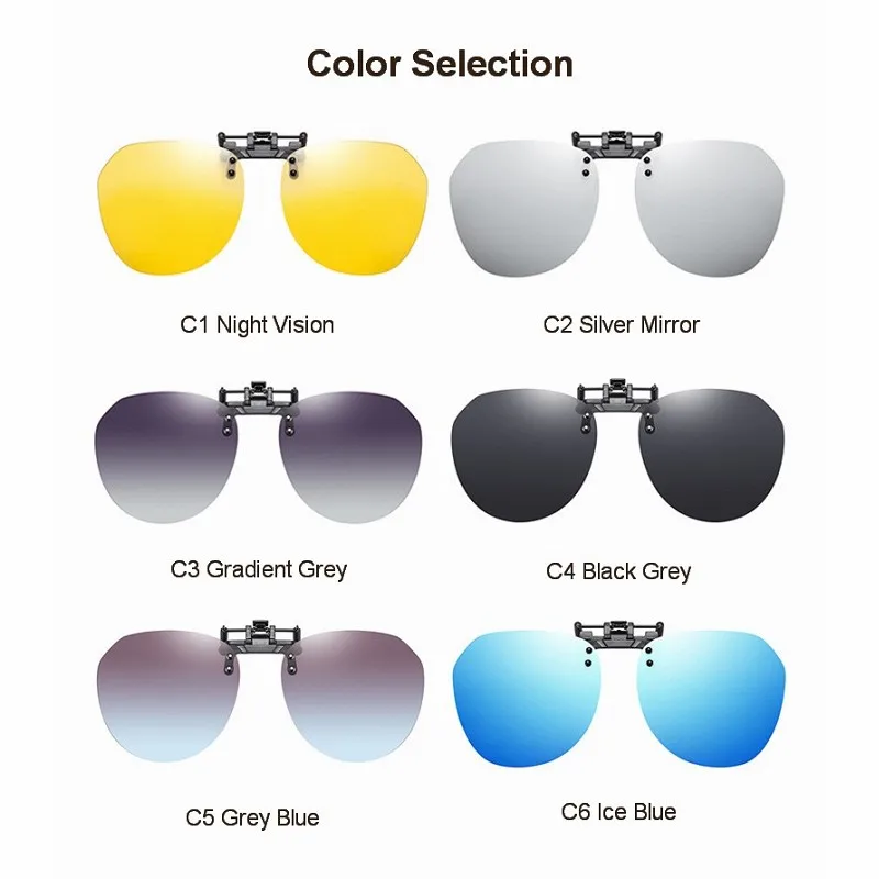 Night Vision Sunglasses New Polarized Sunglasses Lens Clip On Glasses Night Vision Yellow Women Men Square Sun Glasses With Clips Unisex Clips