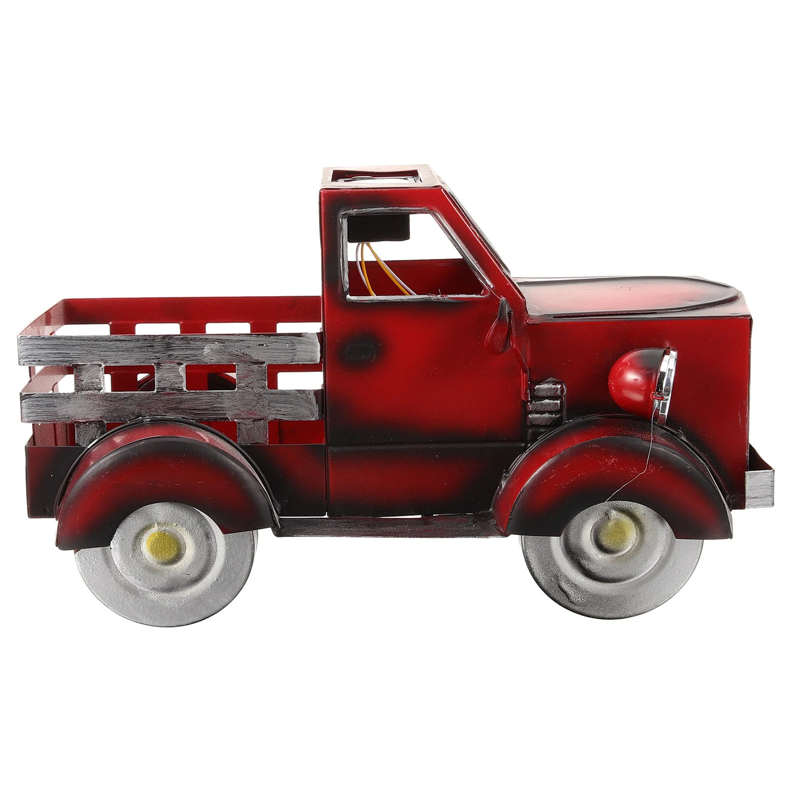 

Рождественская красная металлическая игрушка грузовик винтажный пикап деревенский автомобиль с елкой Новогоднее Рождественское украшение рождественские украшения