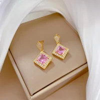 Ensemble de bijoux à géométrie exquise, collier carré, boucles d'oreilles, breloques pour dames, ensemble d'accessoires de mariée à la mode, cadeau romantique 6