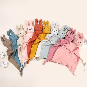 Mussola di cotone per bambini Comoda coperta Simpatico gatto bambola per neonati Bambini Sonno Placare Asciugamano Bambini Coniglio Saliva Sciarpa
