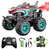 Spray RC CAR 1:18 2.4g Remote Control Shark Head Monster-Car 360 Degree Rotating Dance Stunt Spray Car with Lights Kids Toy 1