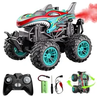 Spray RC CAR 1:18 2.4g Remote Control Shark Head Monster-Car 360 Degree Rotating Dance Stunt Spray Car with Lights Kids Toy 1