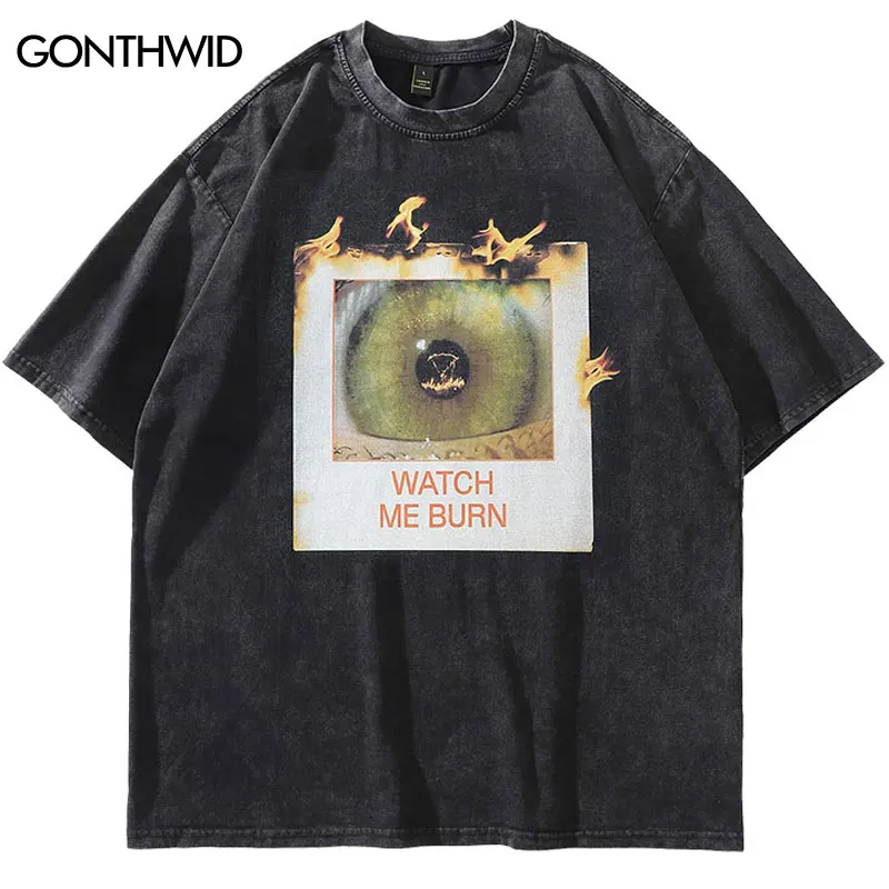 

Винтажная черная футболка с графическим принтом пламени и горящего глаза, футболка оверсайз в стиле хип-хоп, панк, уличная одежда, 2024, хлопковые топы в стиле Харадзюку