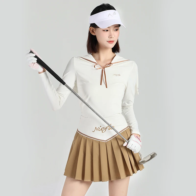 Autumn and Winter Golf Women's Clothing Long Sleeve T-shirt Elastic Slim Fashion Design Outdoor Leisure Sports Suit Skirt