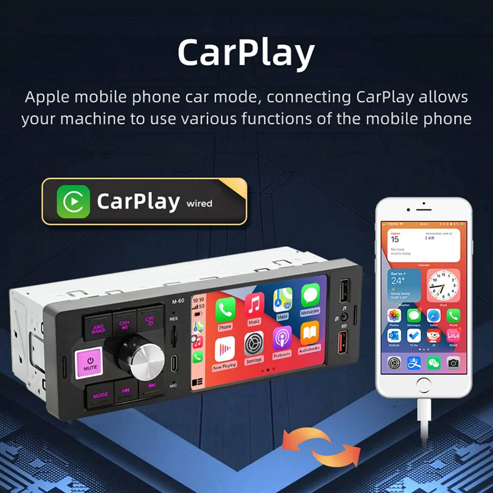 1Din MP5 Player Car Radio Universal Multimedia Video Player FM Stereo Receiver Support Bluetooth Reversing Mirror Link Autoradio