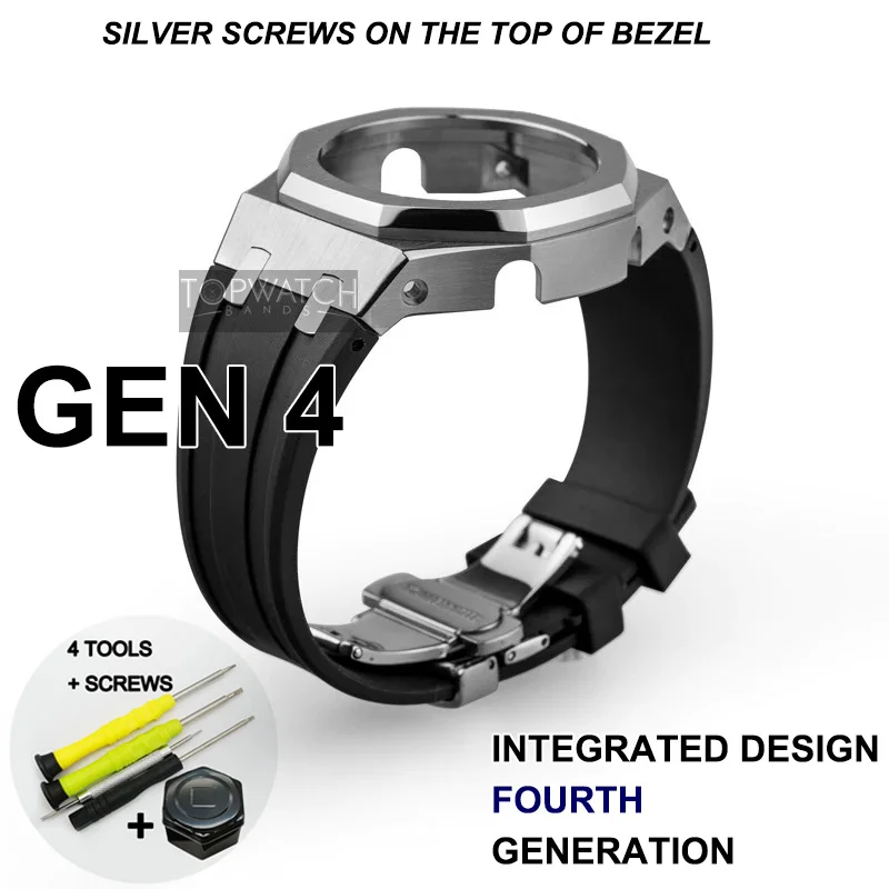 

GEN 4 GA2100 Metal Bezel for Casio Modification 4rd Generation Rubber Watch Strap GA-2100/2110 Stainless Steel 4rd Mod