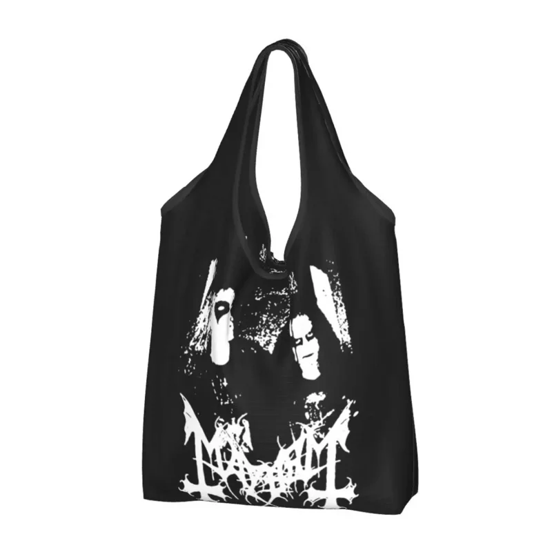 

Mayhem Scandinavian Shopping Bag Foldable Grocery Eco Bags Large Capacity Death Black Metal Recycling Bags Washable Handbag