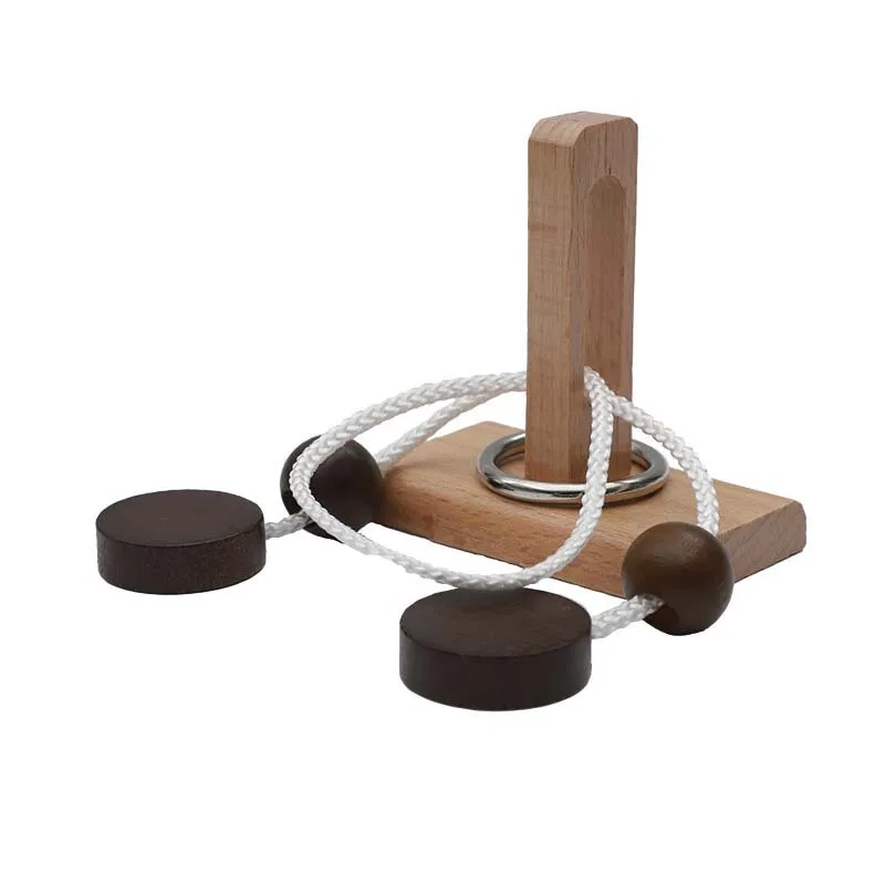 Wooden Play Wheels with Puzzle Lock Montessori Round and Circle Threading  Lu Ban  Educational Toys for Kids Adult Social Games 3