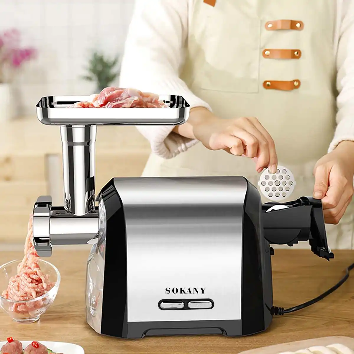 3200W Electric Meat Grinders Stainless Steel Grinder Sausage Stuffer Powerful Electric Meat Mincer Home Kitchen Food Processor 2