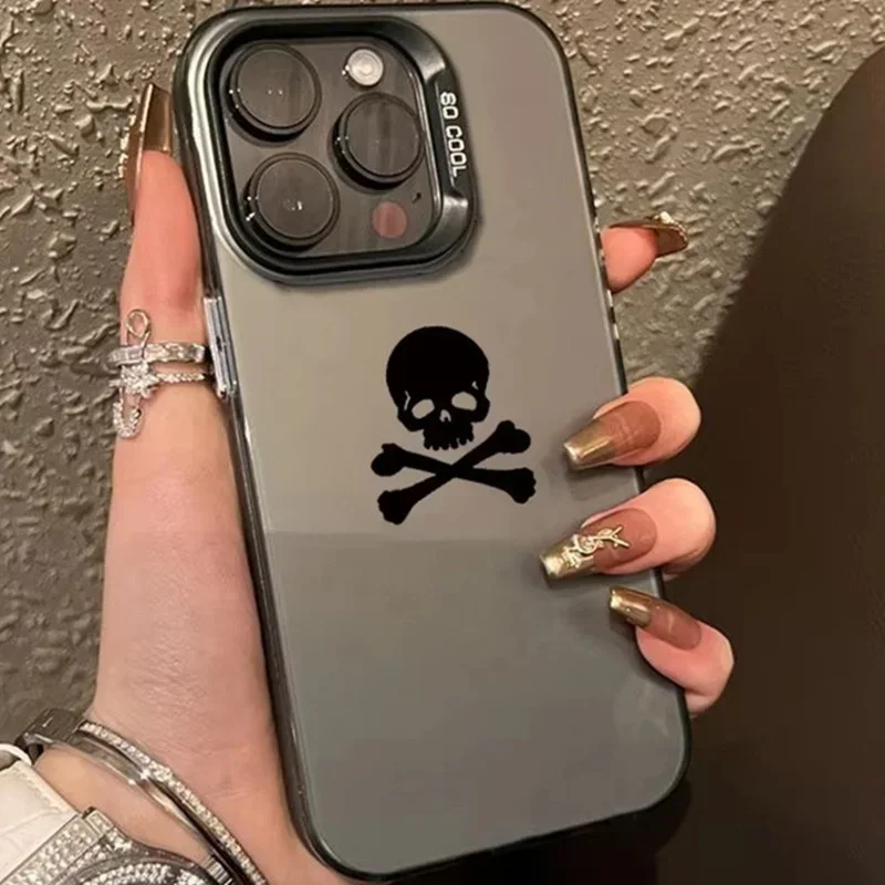 Black Skull Matte Electroplate Phone Case Cover