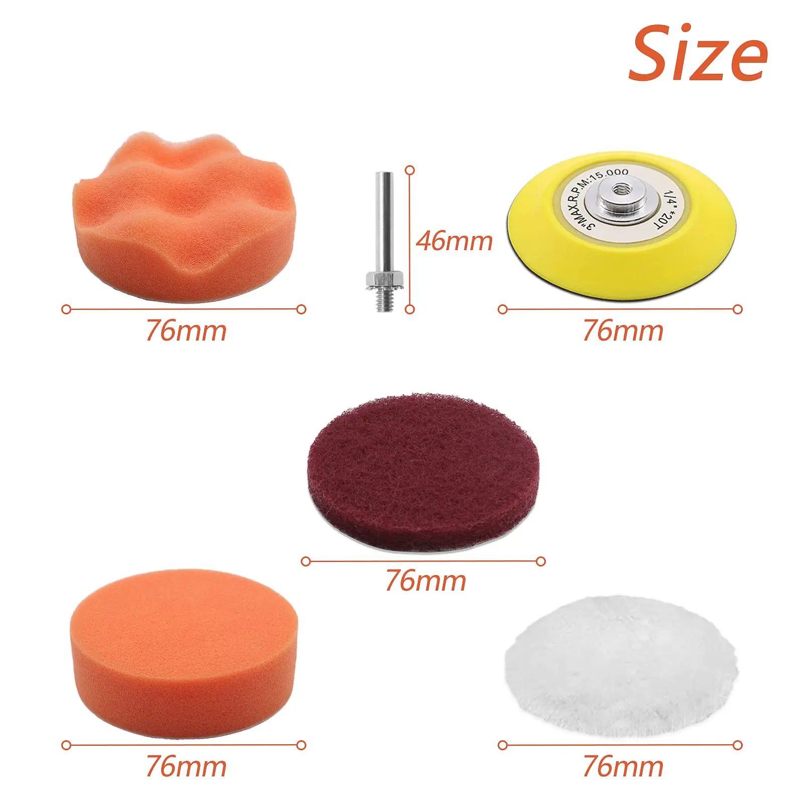 VIBRATITE 15 Pcs 80mm 연마 스폰지 자동차 세트 연마 스폰지 패드 연마 부착 무선 스크루 드라이버 자동차 PolishingPad