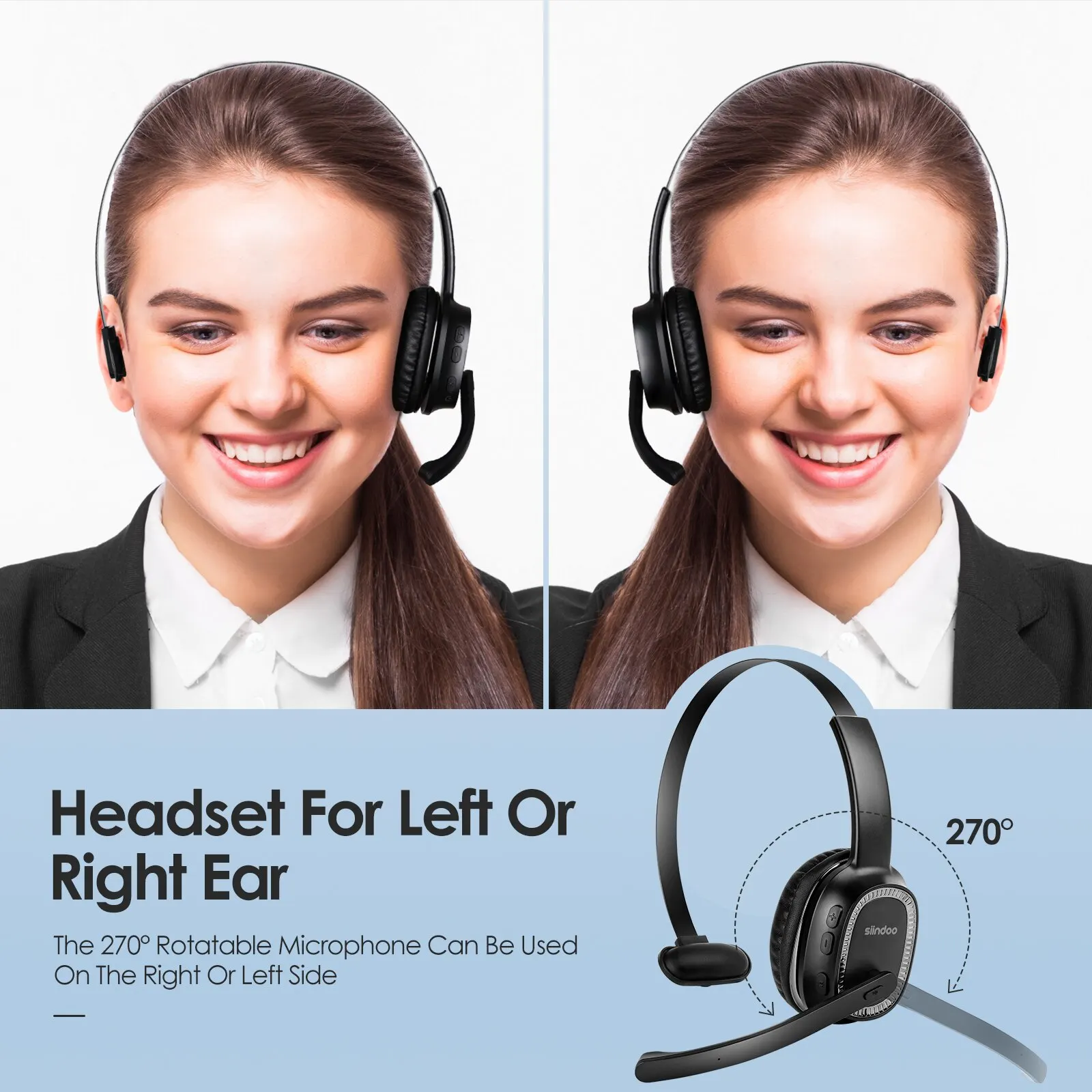 Siindoo JH-101 Call Center Headset with Mic Noise Cancelling Headphones for Telephone Counselling Services, Insurance, Hospitals 4