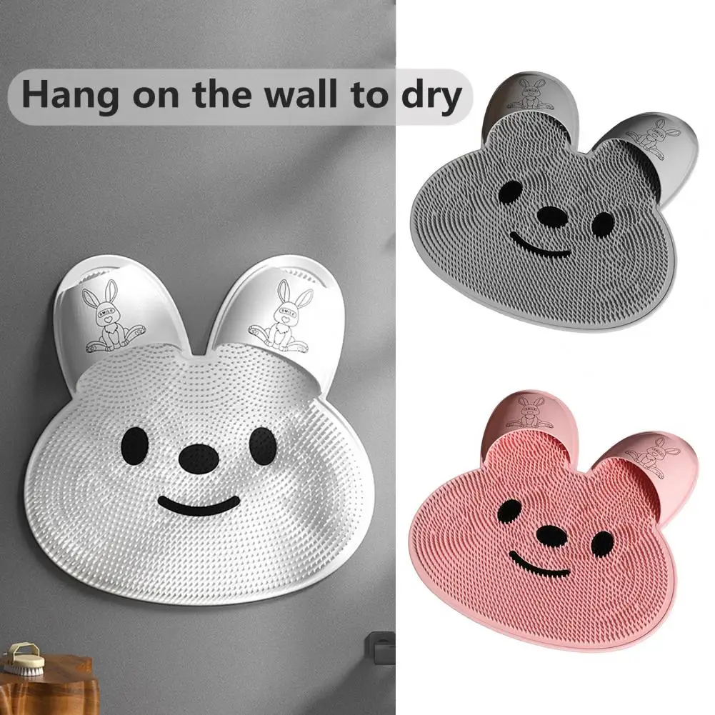 

Rabbit Shape Foot Washing Mat Soft Silicone Bristles Anti-Slip Suction Cup Bathroom Foot Massage Mat