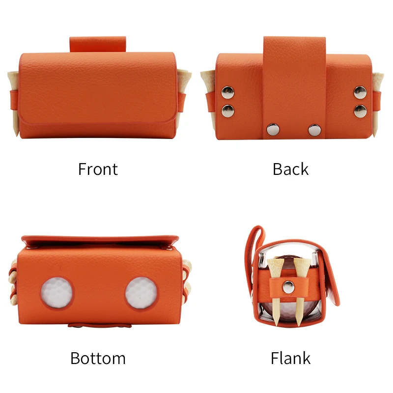 골프 파우치 가방, 여행 케이스, 골프 공 가방, 휴대용 허리 보관 가방, PU 가죽, 골프 공 보관함, 골프 티 가방 4 개, 2 개