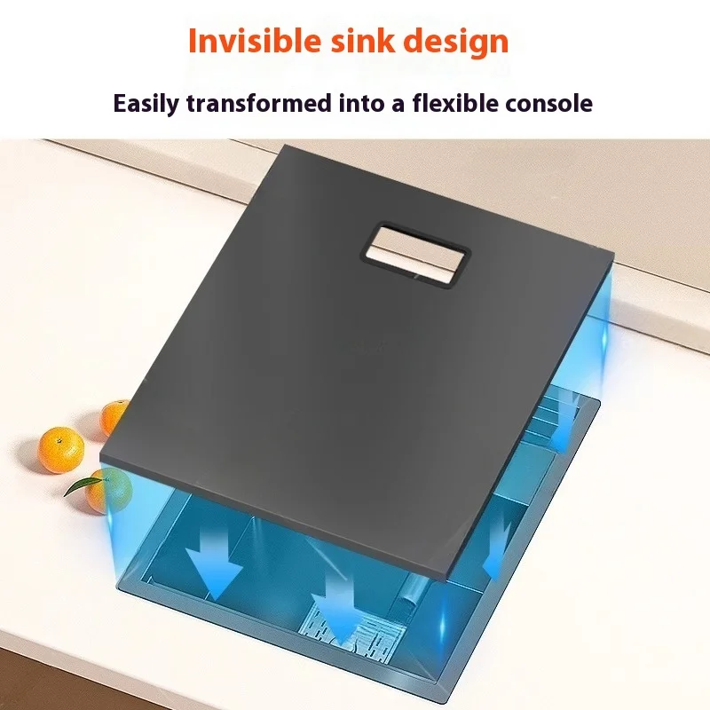 Cup Washer Hidden Sink Stainless Steel Kitchen Sink Mini Bar Single Slot Touring Car Wash Basin With Cover Plate Apartment 2