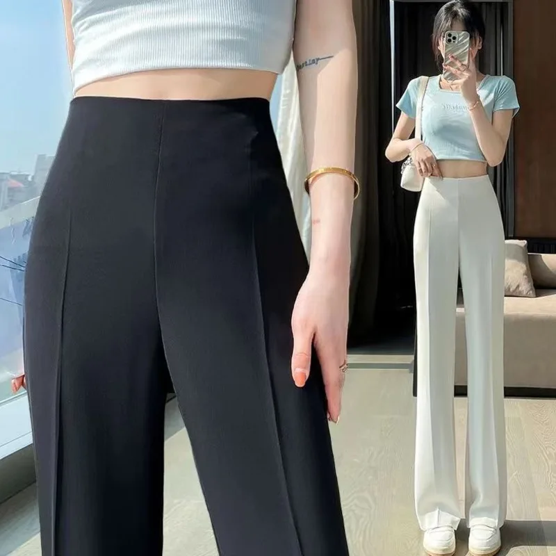

Sexy Trousers Women Summer Solid High Waist Tailoring Cotton Pants Zipper Office Work Clothing Classic Vintage Commuting New