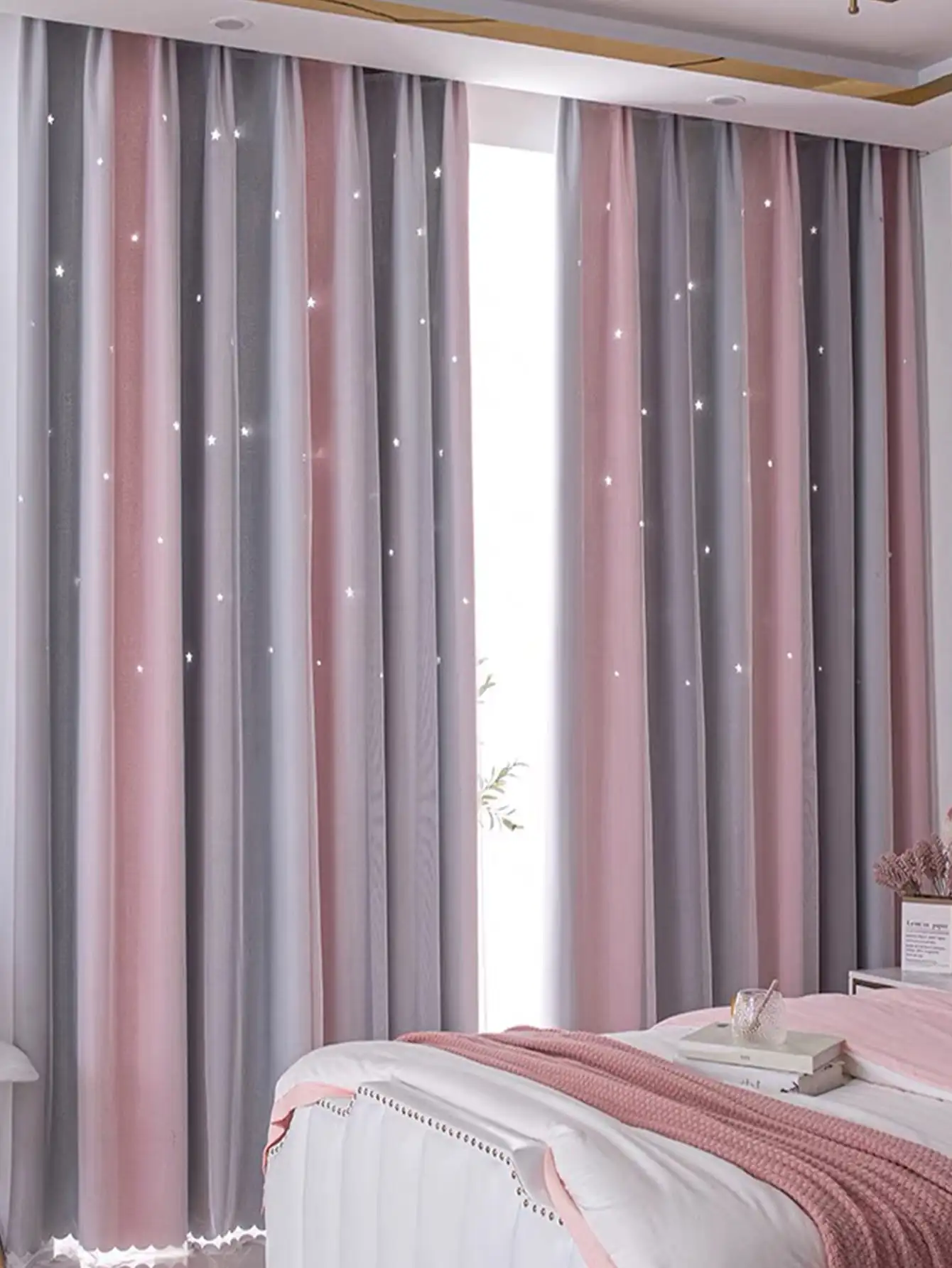 Blackout Kids Curtains for Bedroom Thermal Insulated Silver Twinkle Star Curtains for Boys Antique Grommet Top Window Treatment - Image 2