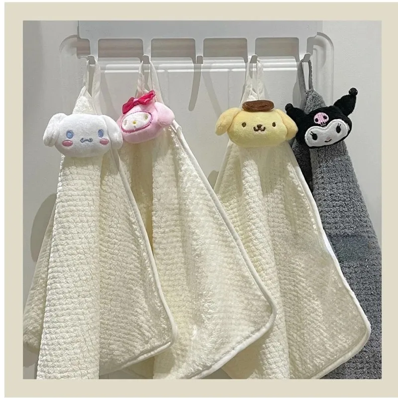 

Sanrio Kawaii Anime Cartoon Cute Cinnamon Roll Hand Towel Hangable Coral Fleece Absorbent Towel Wipe Face Bathroom Girl Home