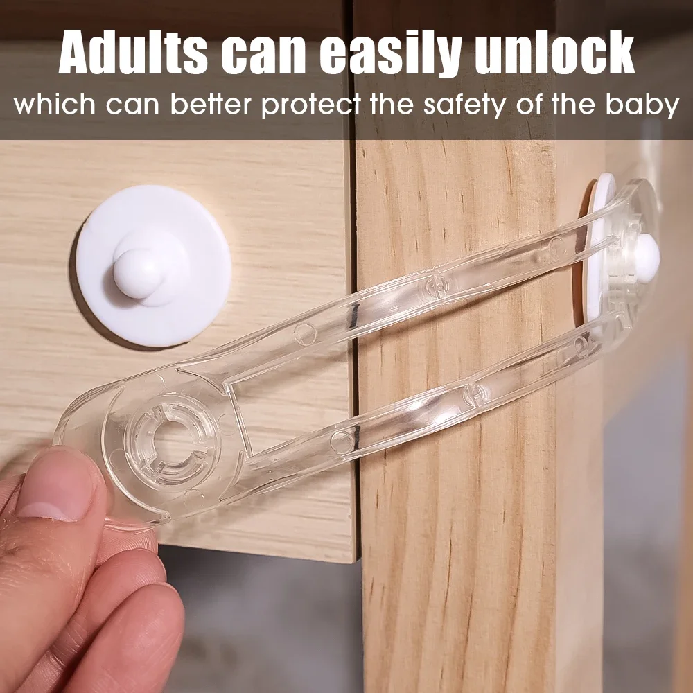 5pcs Baby Transparent Safety Locks Anti-opening Cabinet Open Glass Cabinet Safety Lock Anti-clip Hand Door Lock Fixing Clips