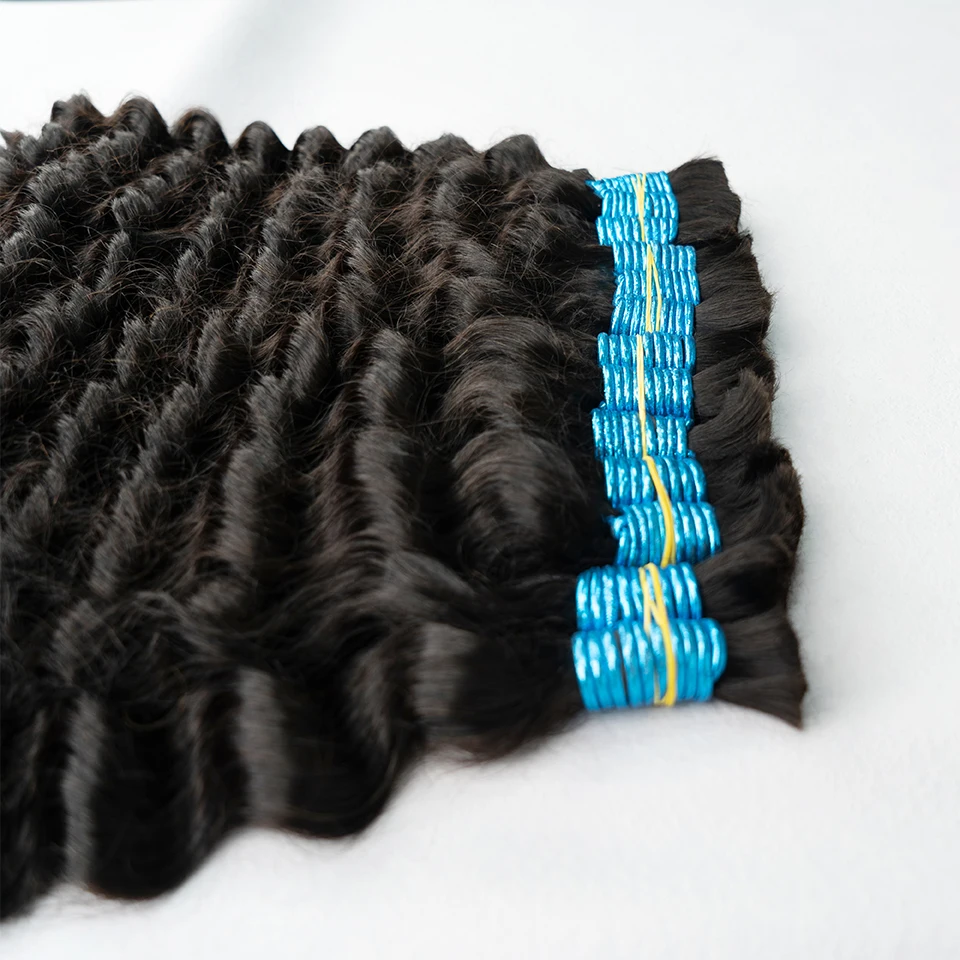 Mink Hair Bulk Loose Deep Water Weaving Virgin Kilo Natural Raw Indian Temple Wavy Human Hair Bundles Extensions