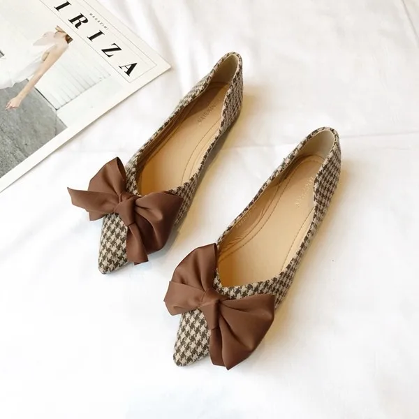 2023 Spring New Women Flats with Bowknot Flat Heel Shoes Zapatos De Mujer Pointed Soft Sole Casual Women's Shoes Lolita Shoes