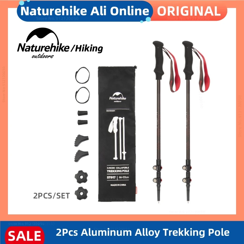

Naturehike Aluminum Alloy Trekking Pole ST017 Collapsible Hiking Stick Lightweight Travel Walking Hiking Stick Climbing Stick