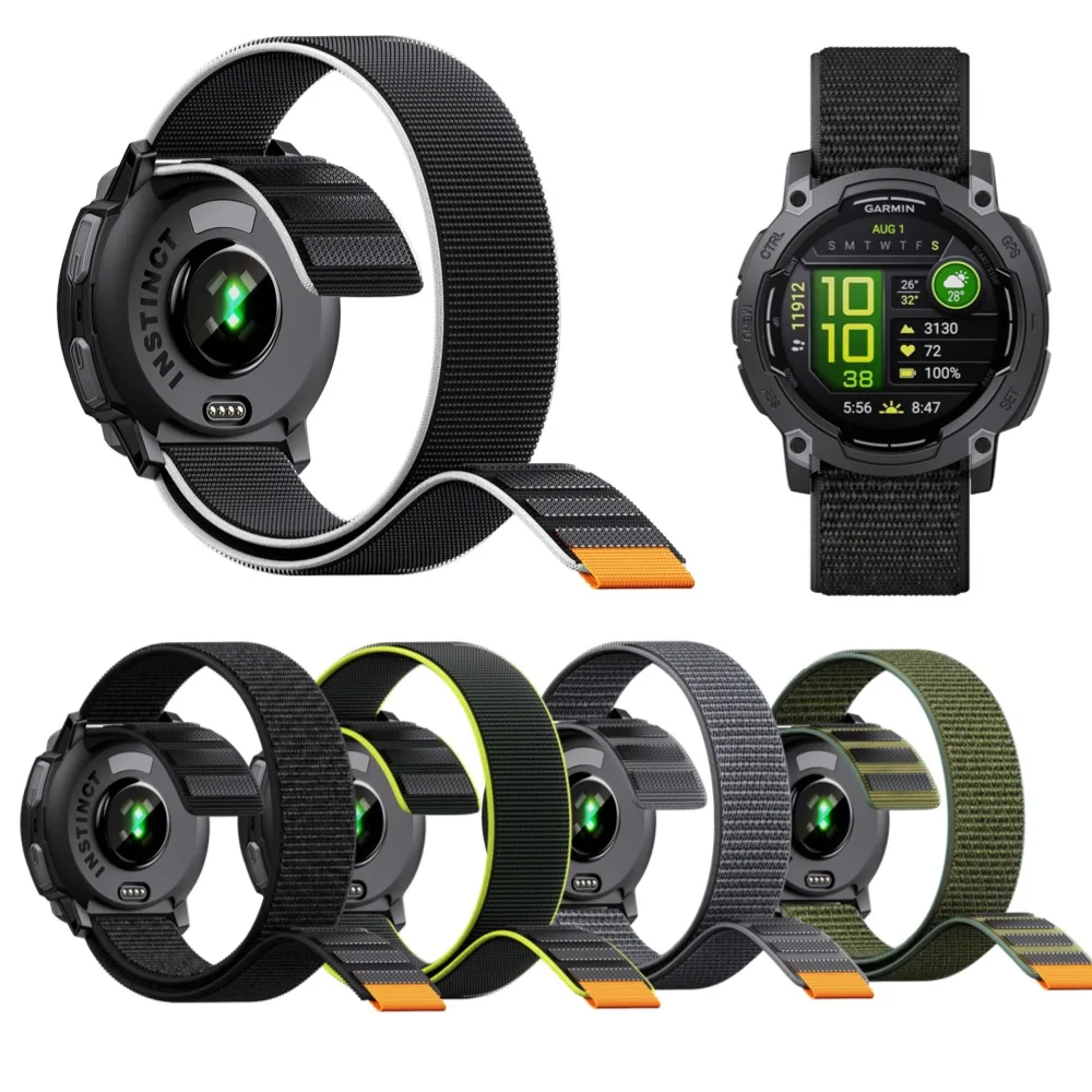 Breathable Nylon Loop Watch Strap - Metal-Free Hook & Loop Sport Band, Lightweight and Comfortable
