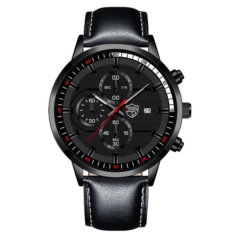 2022 Fashion Mens Sport Watches Men Casual Leather Bracelet Analog Quartz Wristwatch Calendar Male Business Luminous Clock 