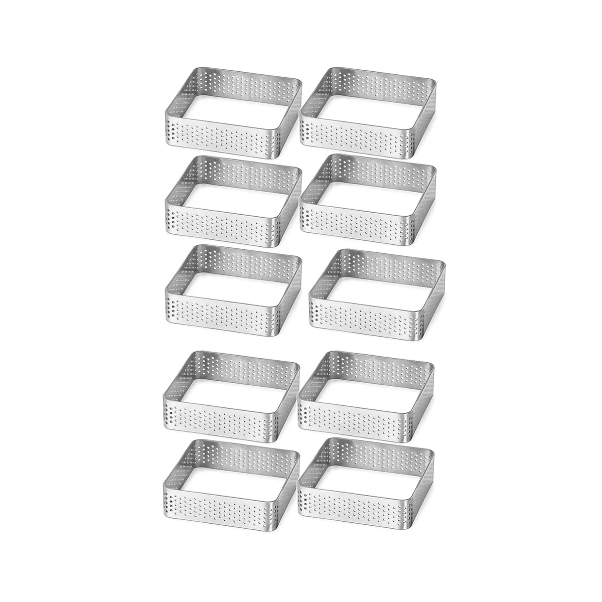 

10Pcs Perforated Tart Ring Stainless Steel Tartlet Molds Square Shape Mould Cake Circle French Pastry