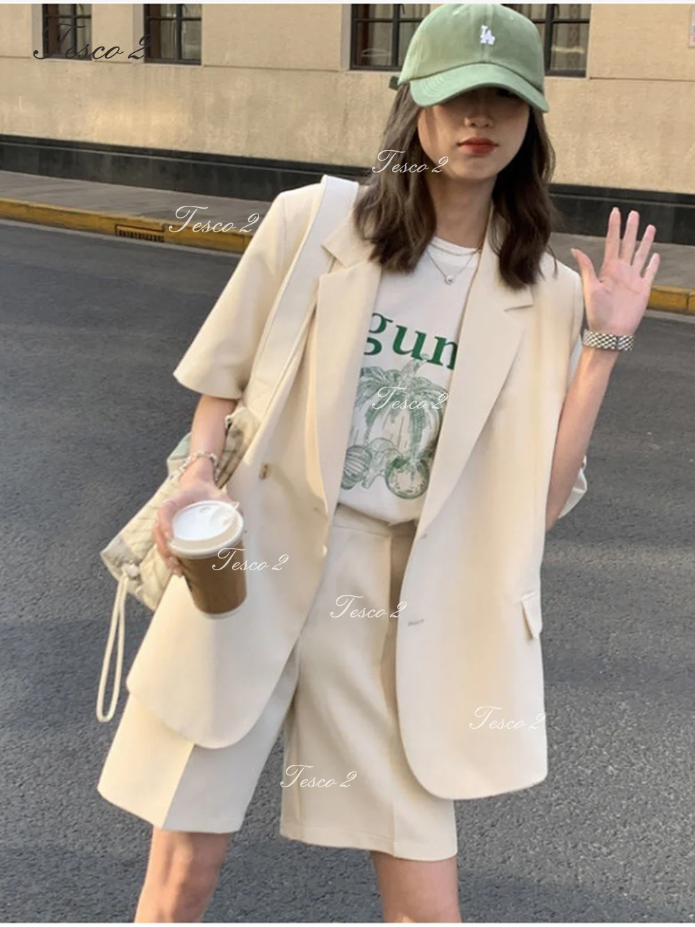 New Pattern Women Suits Casual Shorts Suit Two-Piece Set Suit For Women Baggy Shorts+Jacket  For Summer Casual Suit