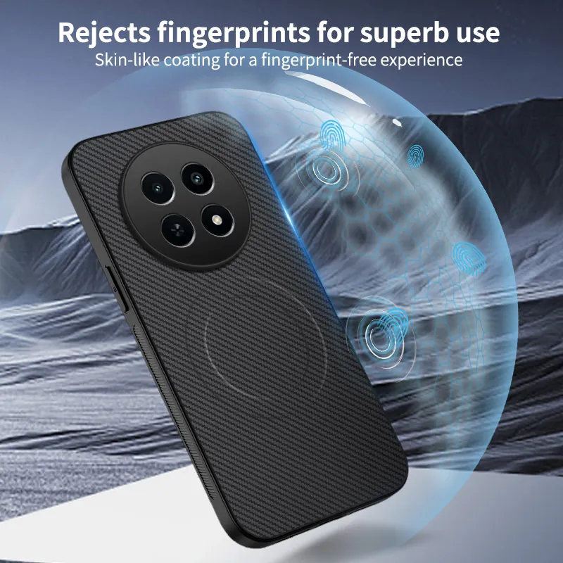 Premium Carbon Fiber Magnetic Phone Case with TPU Soft Wireless Charging Capability