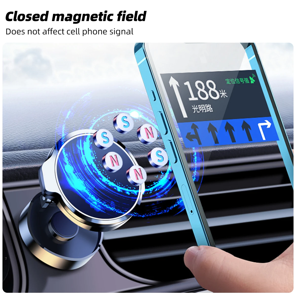 360 Rotate Magnetic Car Phone Holder Bracket Air Vent Magnet Mount GPS Smartphone Phone Holder in Car for iPhone Huawei Samsung