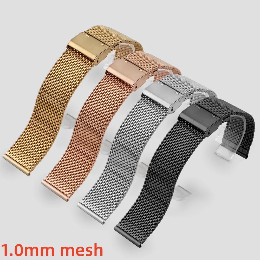 Sleek Silver Milanese Mesh Metal Wristband Strap