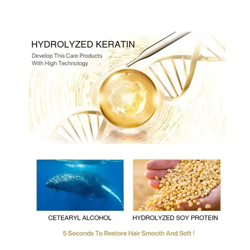 Description Picture 6 of itemDeep Moist Hair Mask Keratin Treatment Repair Damaged Frizz Hair Shiny Soft Anti-dandruff Silk Smooth Protein No Wash Hair Mask