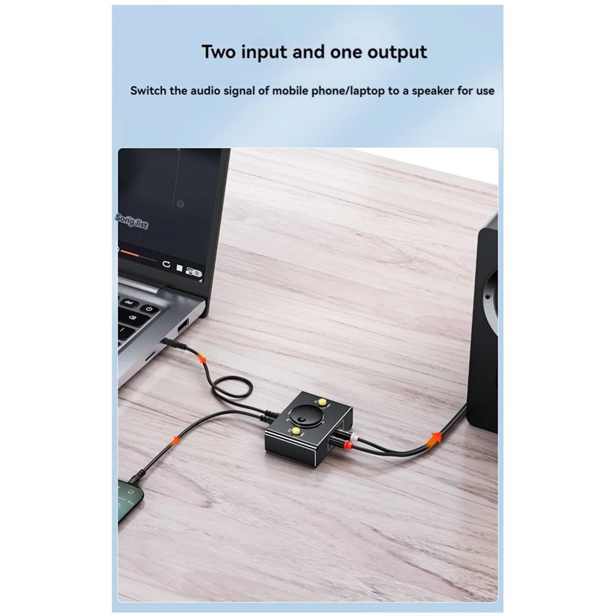 3.5mm to 2RCA Audio Switcher Bidrectional 1 in 2 Out or 2 in 1 Out Dual RCA to 3.5mm Splitter Switcher