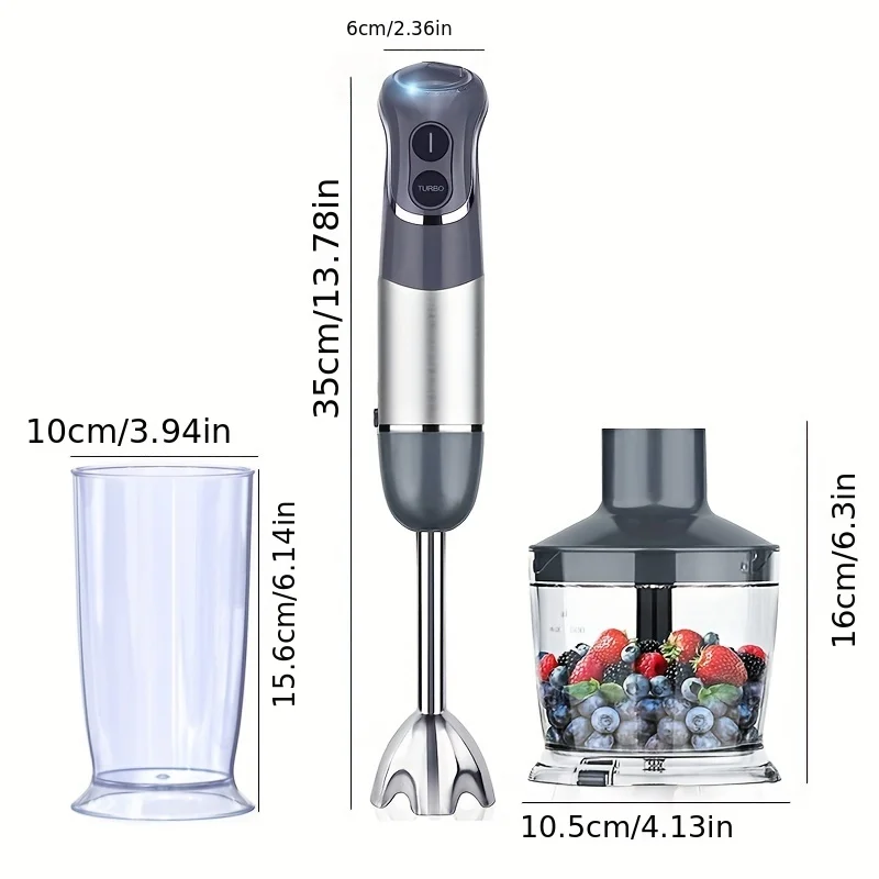EU Plug Intelligent Rod 800W,12 Speed and Turbo Mode,Heavy-Duty Copper Motor Immersion Mixer,Titanium Steel Blade Manual Mixer
