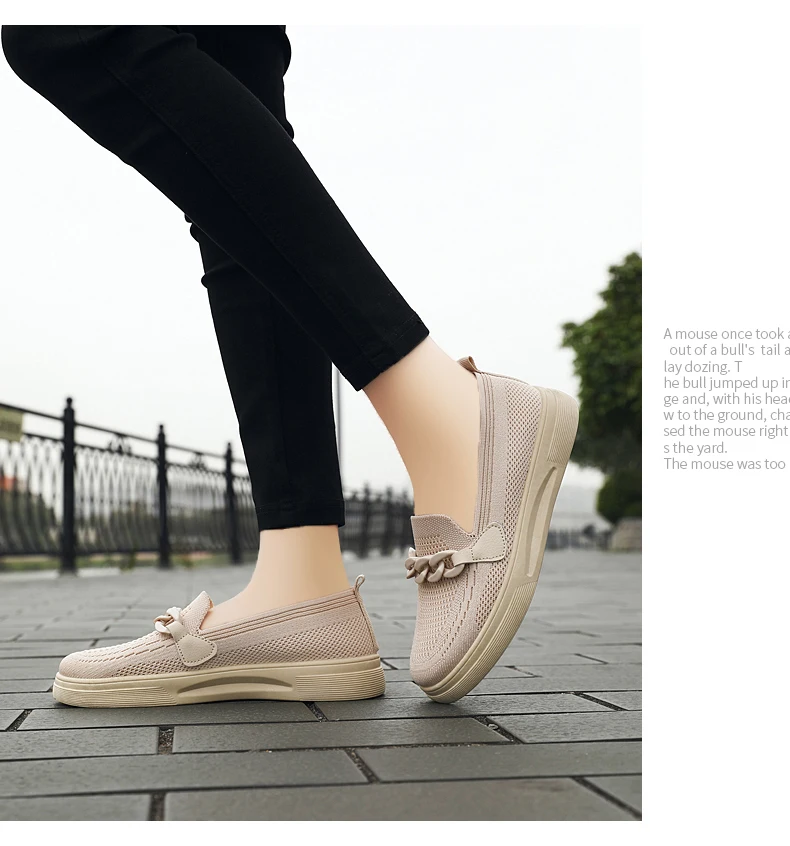 Women's Summer Footwear Slip On Female Chain Ballet Flats Sneakers Elegant Comfortable White Nurse Shoes Ladies Loafers