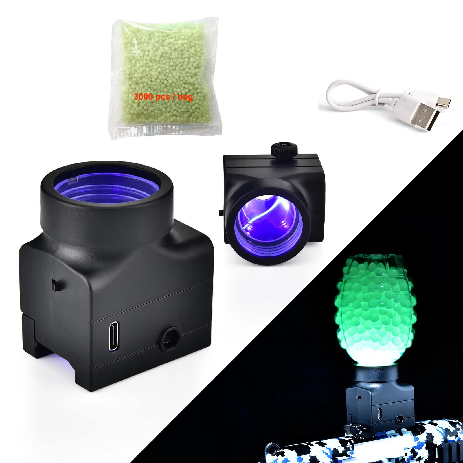 Uv Led Feedneck Per Illuminare La Pistola A Sfera In Gel Munizioni Splatter Ball Blaster Night Outdoor Game Light Up Supporto Per Munizioni Glow In Th