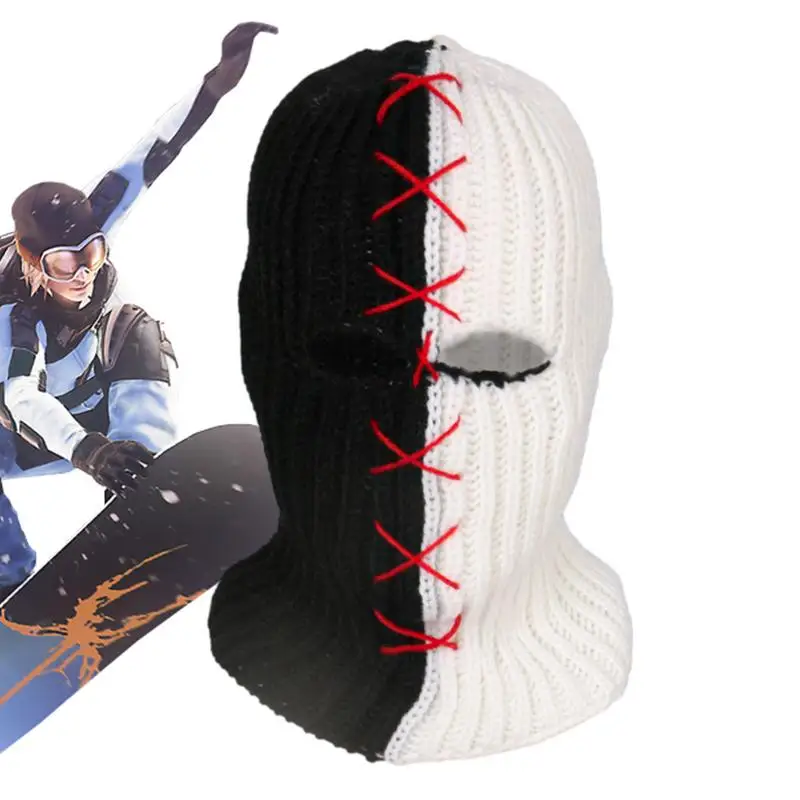 

Knit Black And White Winter Face Cover Lightweight Comfortable Insulated Windproof Warm For Ice Fishing Men