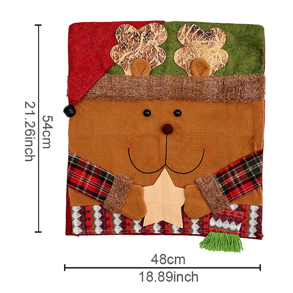Christmas Chair Cover Red Short Plush Xmas Hat Chair Cover Soft Comfortable Seats Cover Xmas Party Decor For Living Room Home