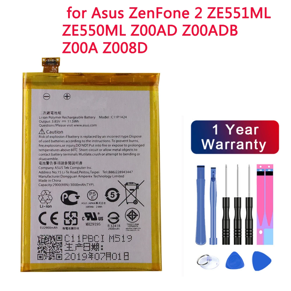 

Новый аккумулятор Zen Fone C11P1424 3000 мАч для Asus ZenFone 2 ZE551ML ZE550ML Z00AD Z00ADB Z00A Z008D аккумулятор для телефона + Инструменты