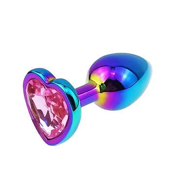 Multi Size Stainless Steel Rainbow Anal Plug Heart Shape Base Butt Plug Adult Sex Toy Couples BDSM Erotic Accessories Sex Shop 4