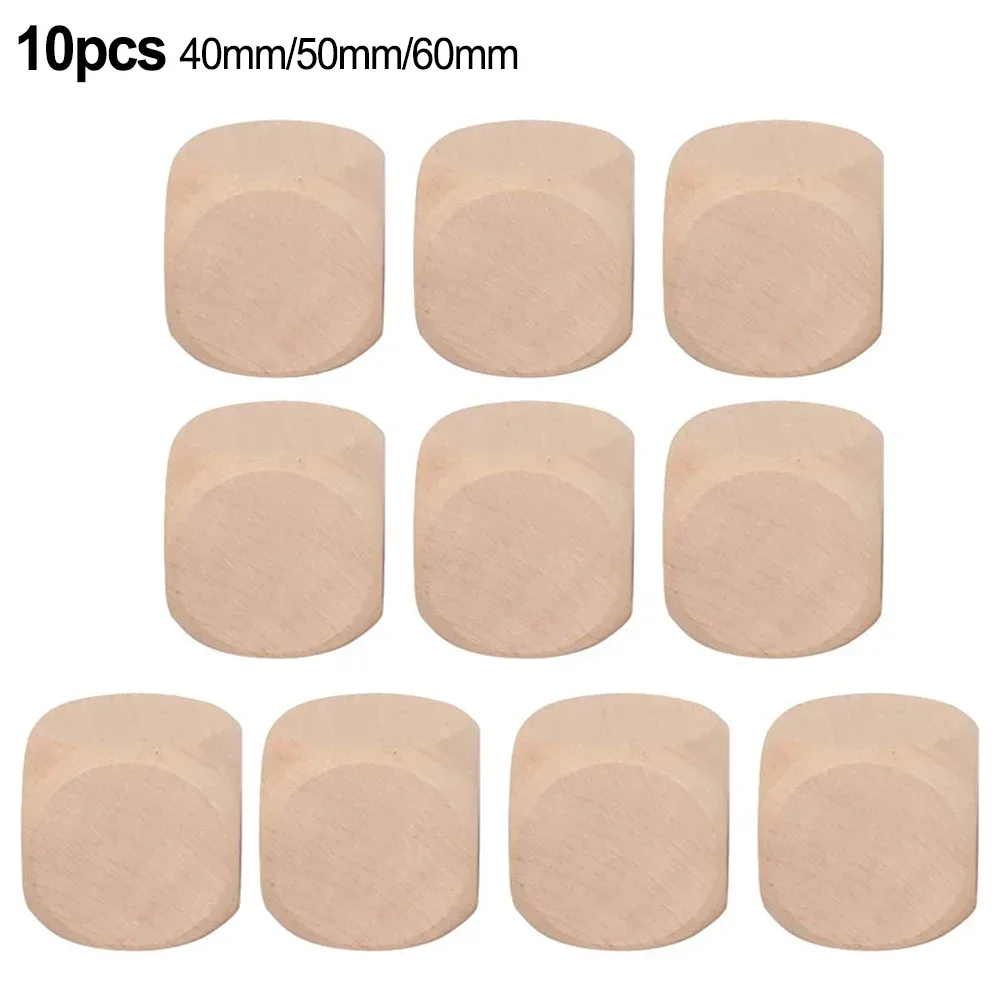 10pcs 40mm/50mm/60mm Wooden Dice Blank Wooden Dice Unfinished Wood Cubes Square Blocks DIY Craft Printing Entertainment