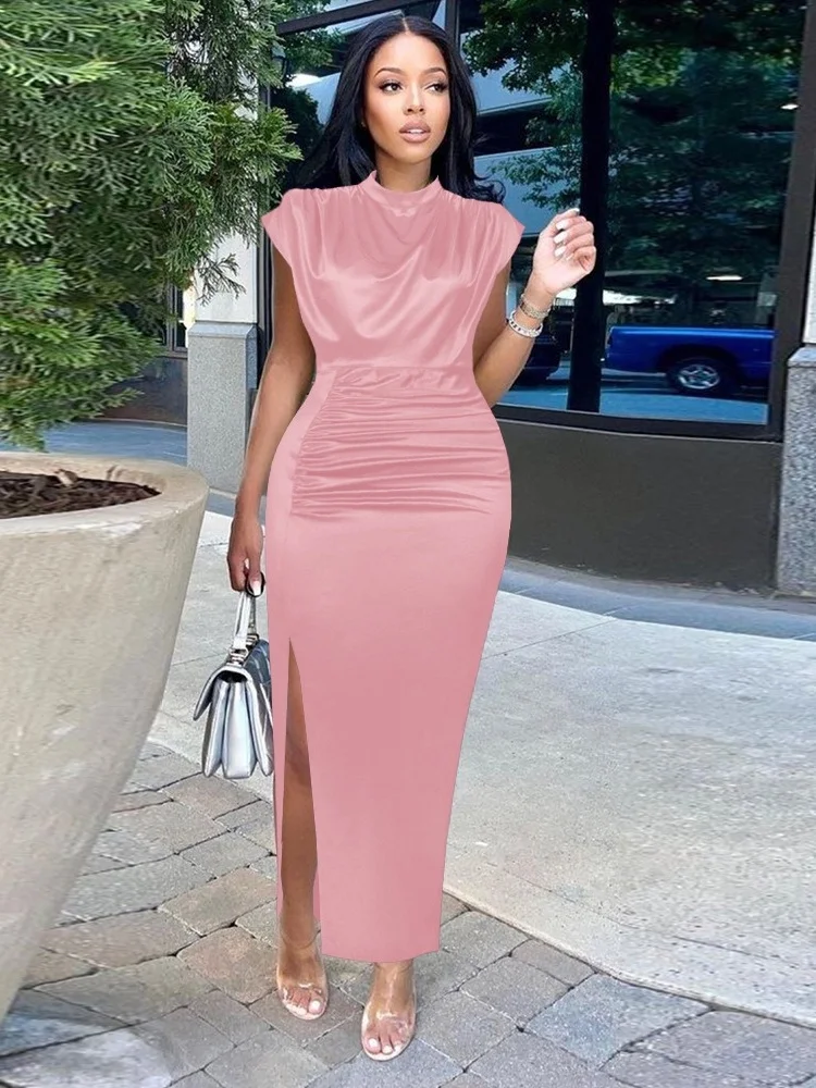 Wmstar Plus Size Dress Women 2025 Fashionable Elegant  High Waist Temperament Commuting Printed Dress Solid Color Sleeveless